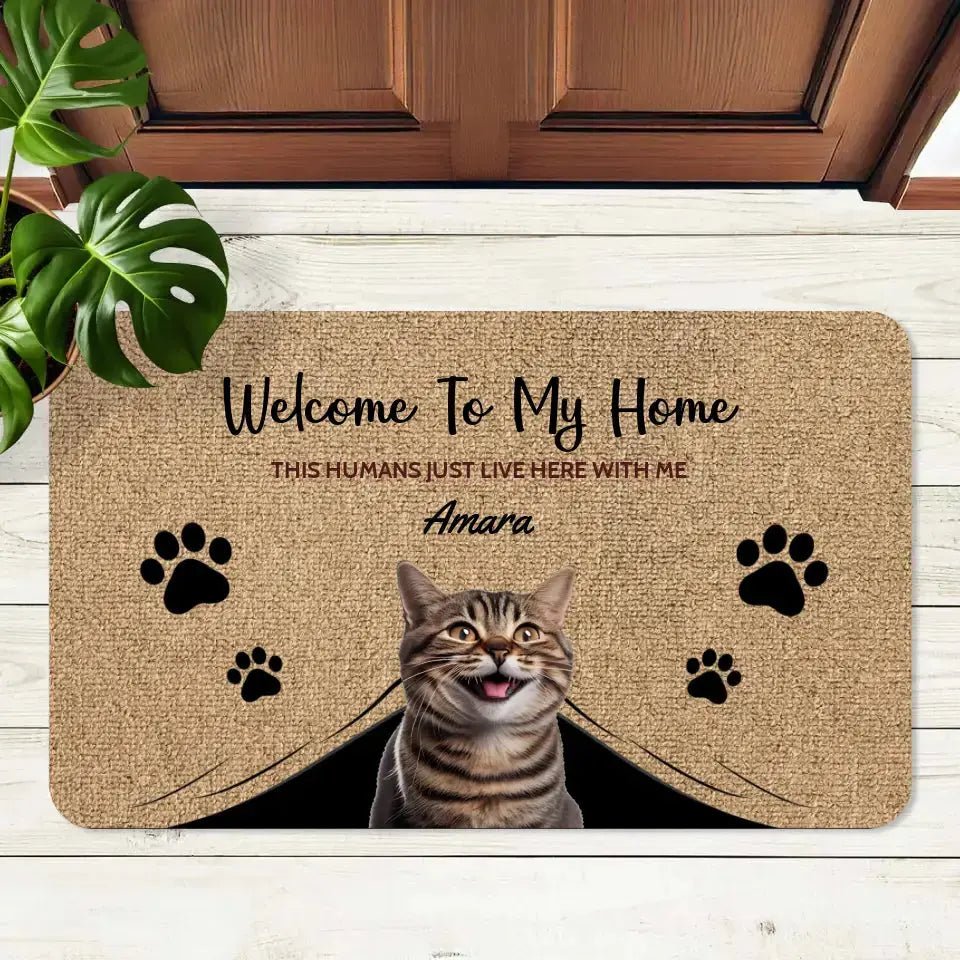 Welcome to My Home - Personalized Photo Doormat - Chic Kitty
