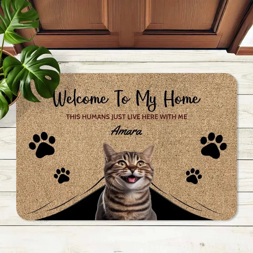 Welcome to My Home - Personalized Photo Doormat - Chic Kitty
