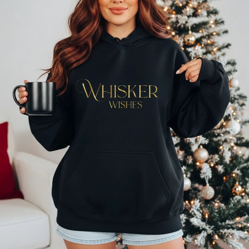 Whisper Wishes Hoodie — Elegant Gold Script Pullover - Chic Kitty