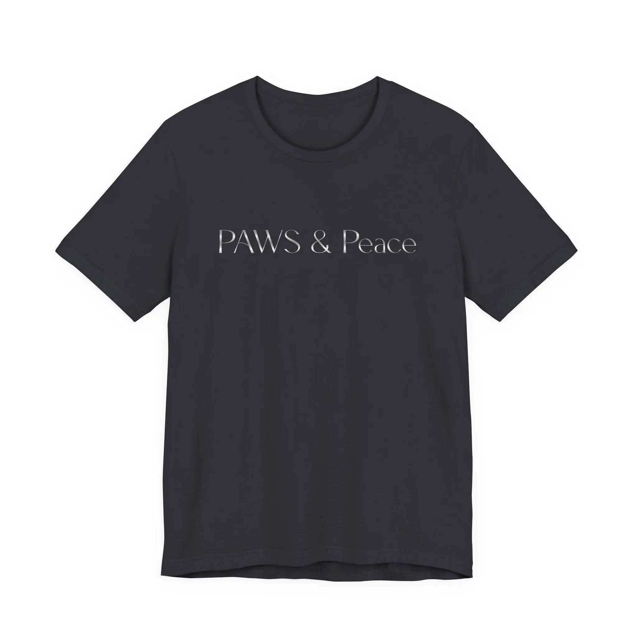 White Embossed 'Paws & Peace' Tee — Minimal Pet Lover T-Shirt - Chic Kitty