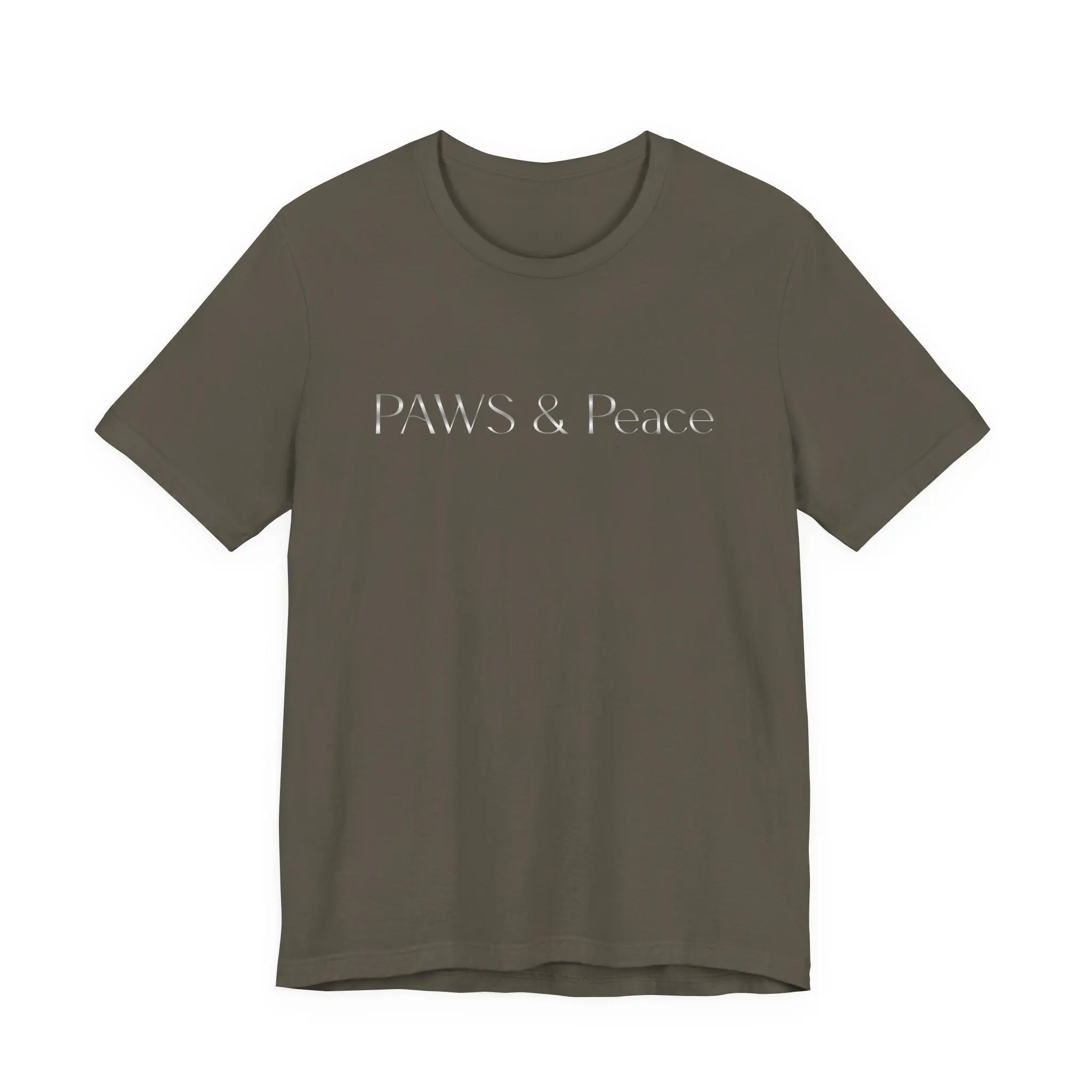 White Embossed 'Paws & Peace' Tee — Minimal Pet Lover T-Shirt - Chic Kitty