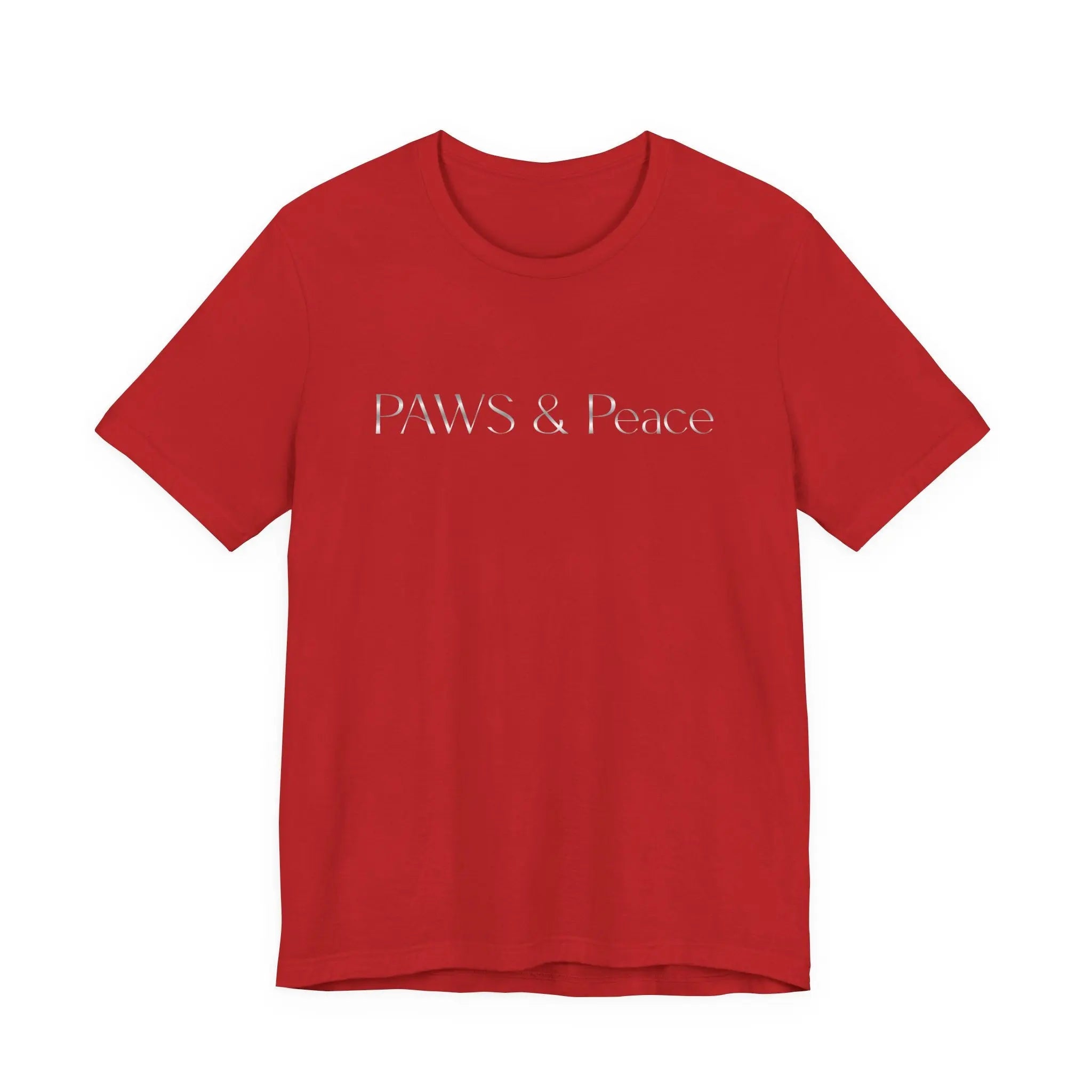 White Embossed 'Paws & Peace' Tee — Minimal Pet Lover T-Shirt - Chic Kitty