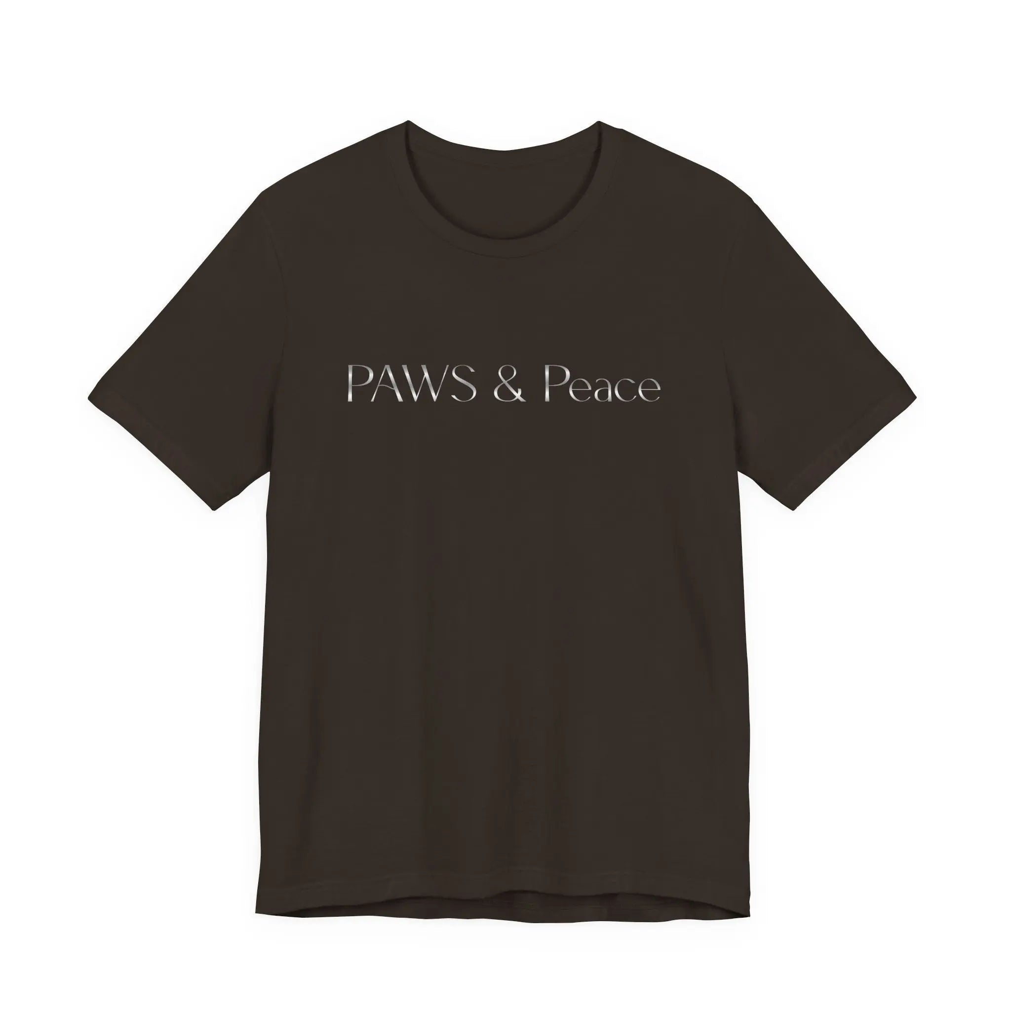 White Embossed 'Paws & Peace' Tee — Minimal Pet Lover T-Shirt - Chic Kitty