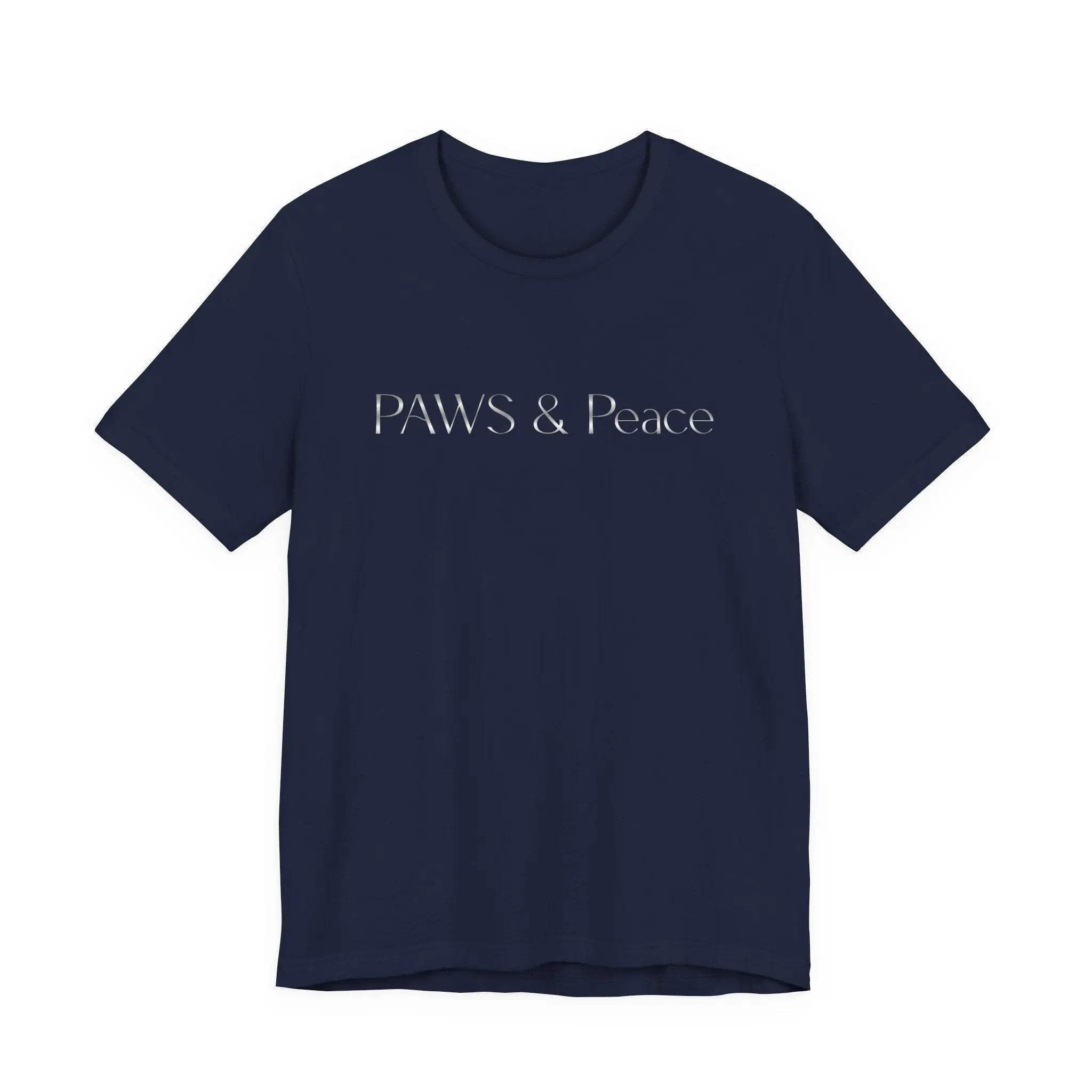 White Embossed 'Paws & Peace' Tee — Minimal Pet Lover T-Shirt - Chic Kitty