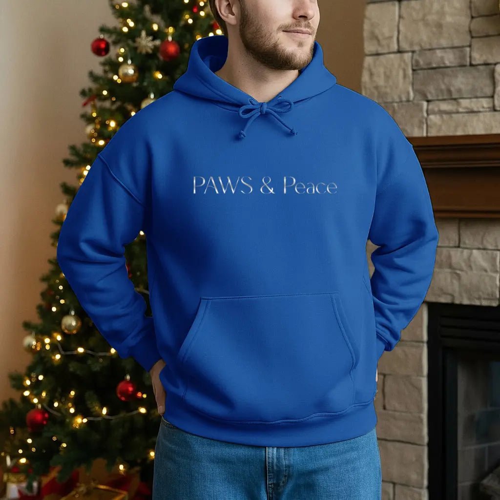 White Minimalist 'PAWS & Reflect' Hoodie — Cozy Pet Lover Sweatshirt - Chic Kitty