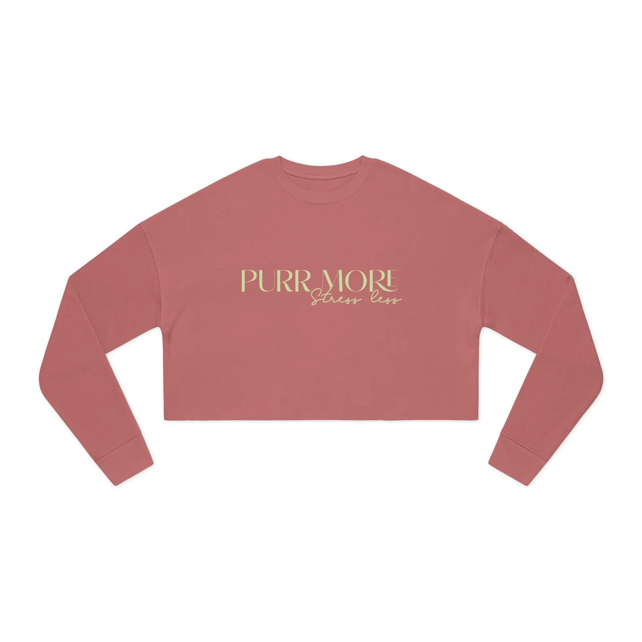 Purr More Cropped Sweatshirt - Relaxed Trendy Apparel for Cat Lovers Printify