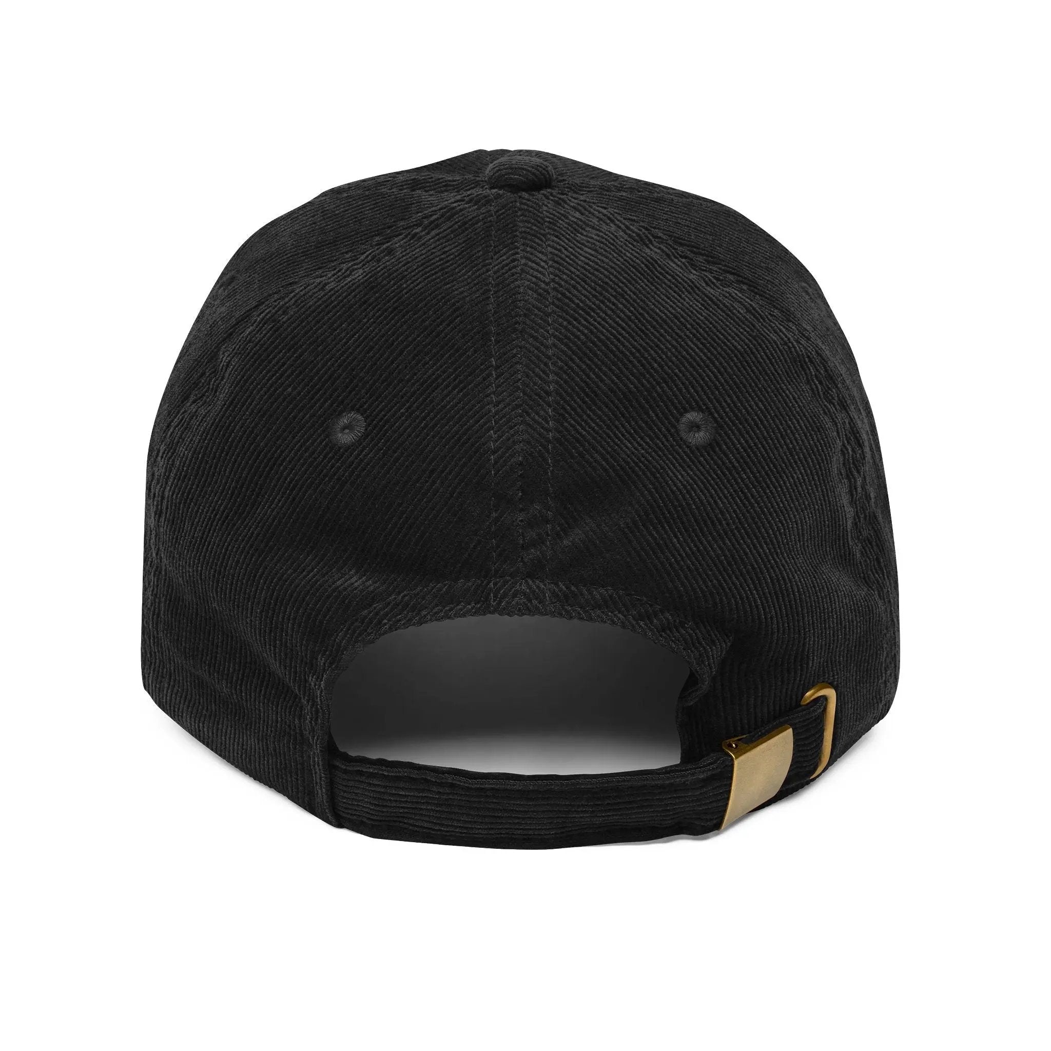 Vintage Corduroy Cap - 'MEOW OR NEVER' Embroidered Black Hat Printify