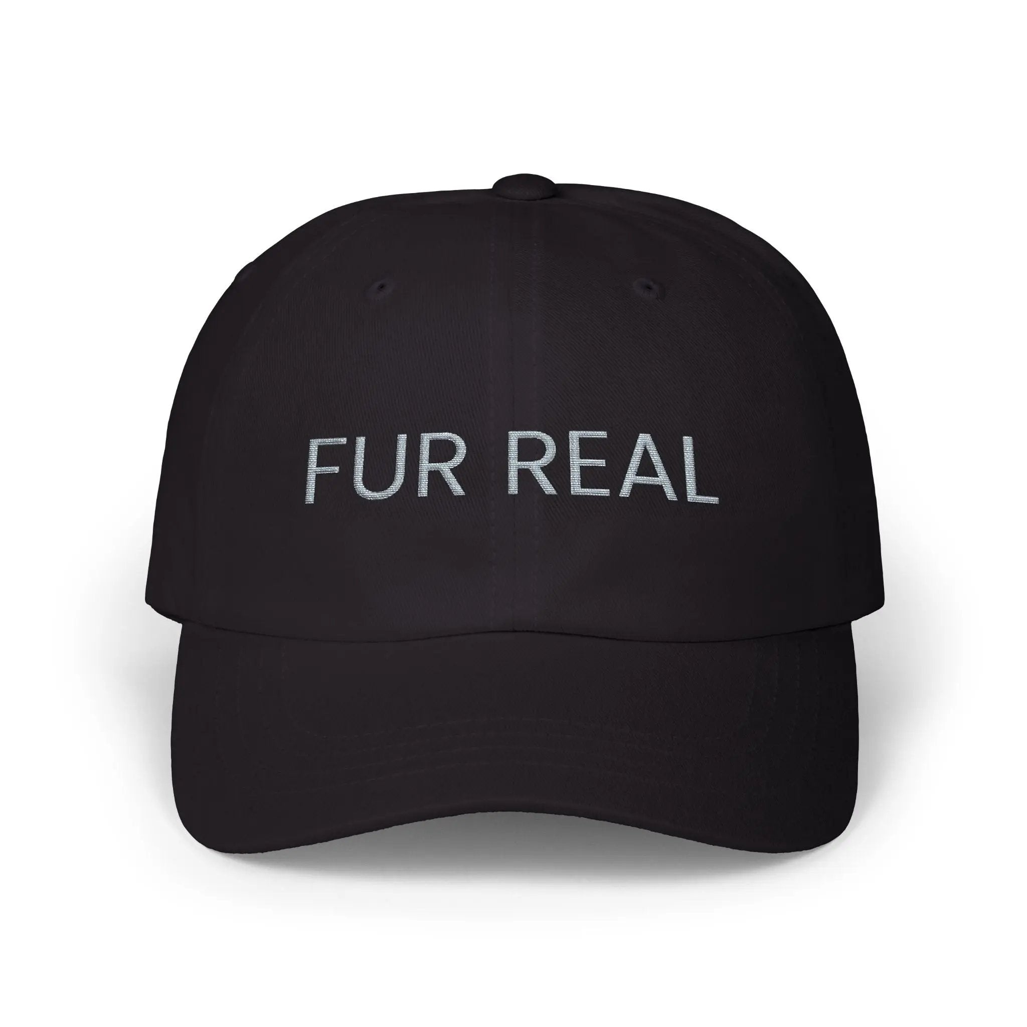 Fur Real Classic Dad Cap – Trendy Black Hat for Pet Lovers Printify