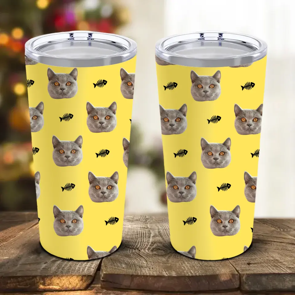 Custom Personalized Cat Photo Tumbler 20oz Printify