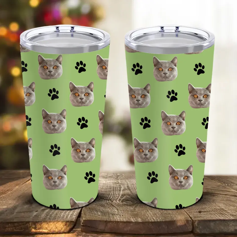Custom Personalized Cat Photo Tumbler 20oz Printify