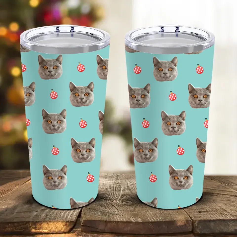 Custom Personalized Cat Photo Tumbler 20oz Printify