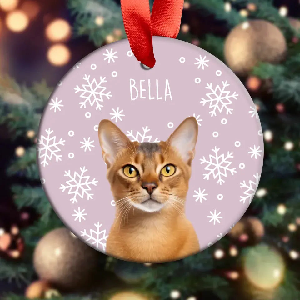 Personalized Cat Photo Acrylic Ornament with Ribbon Printify