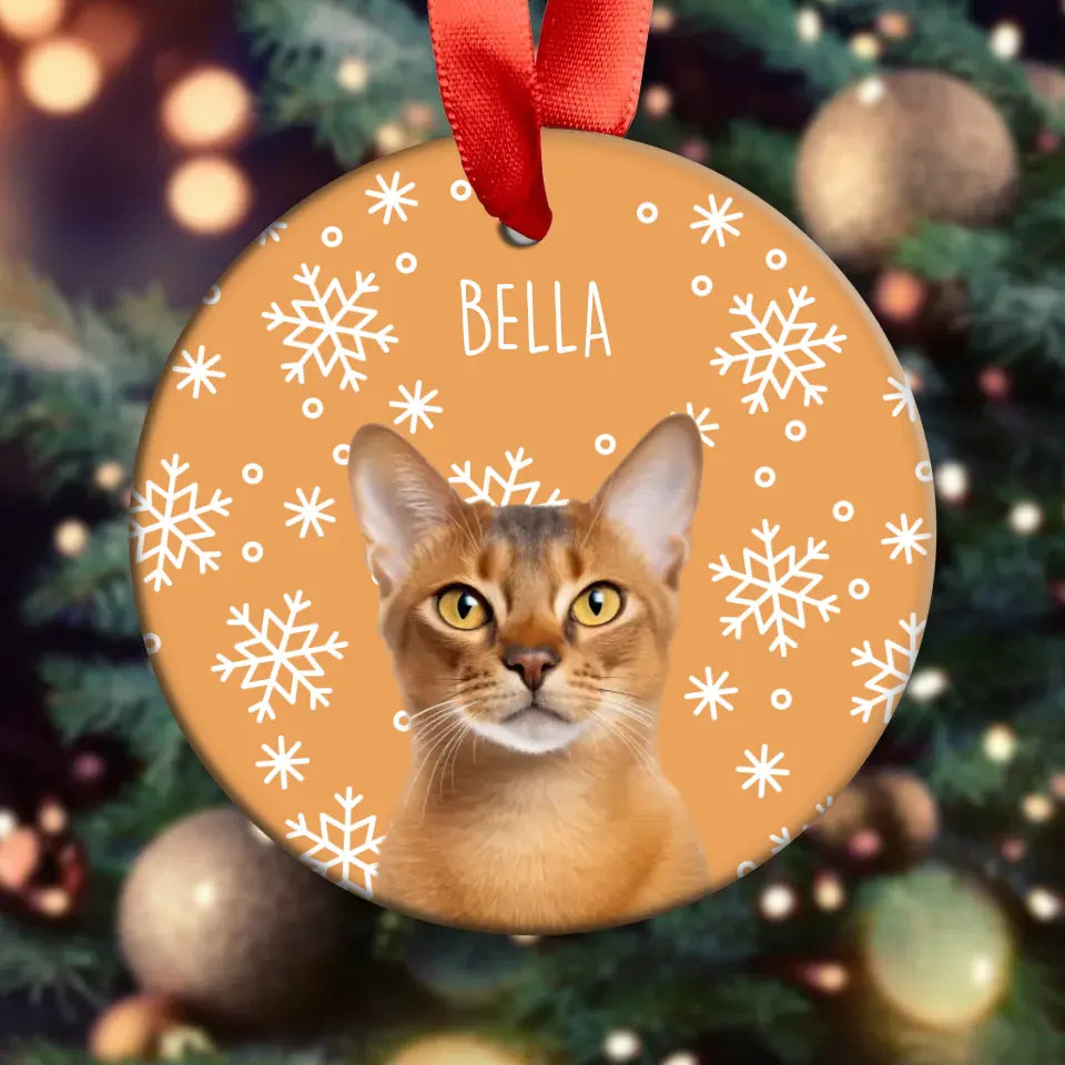 Personalized Cat Photo Acrylic Ornament with Ribbon Printify