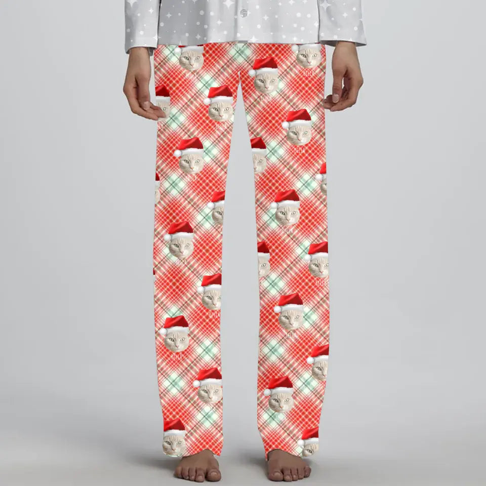 Personalized Cat Photo Women's Christmas Pajama Pants Printify