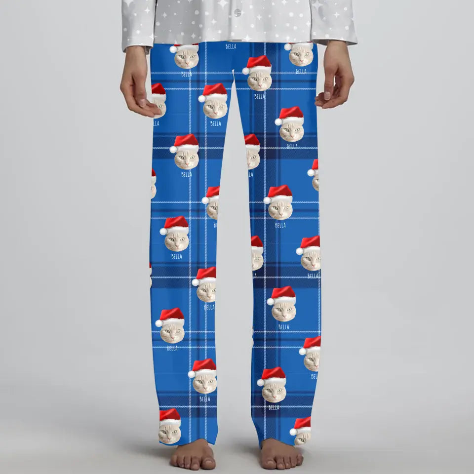 Personalized Cat Photo Women's Christmas Pajama Pants Printify