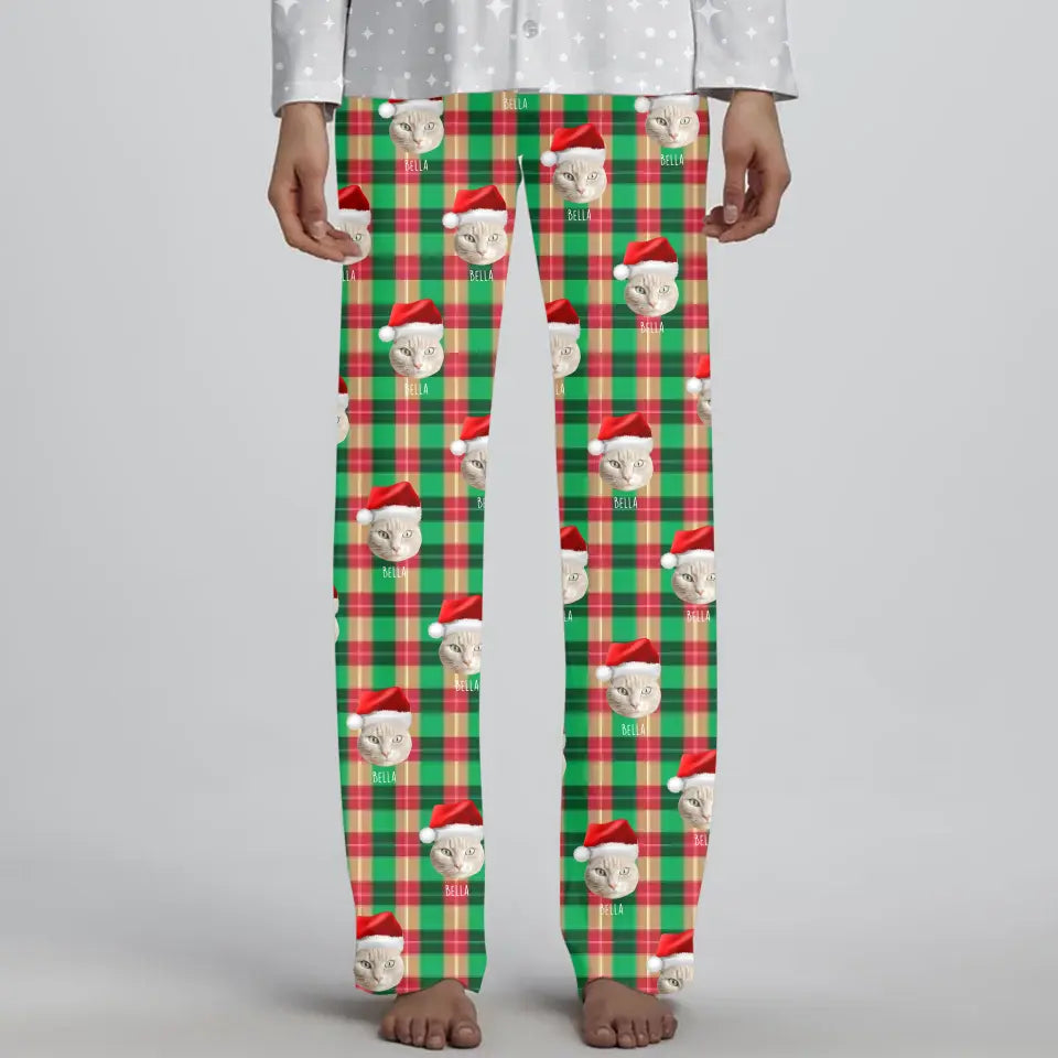 Personalized Cat Photo Women's Christmas Pajama Pants Printify