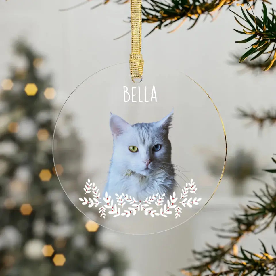 Custom Personalized Cat Photo Acrylic Ornaments - Holiday Pets Printify