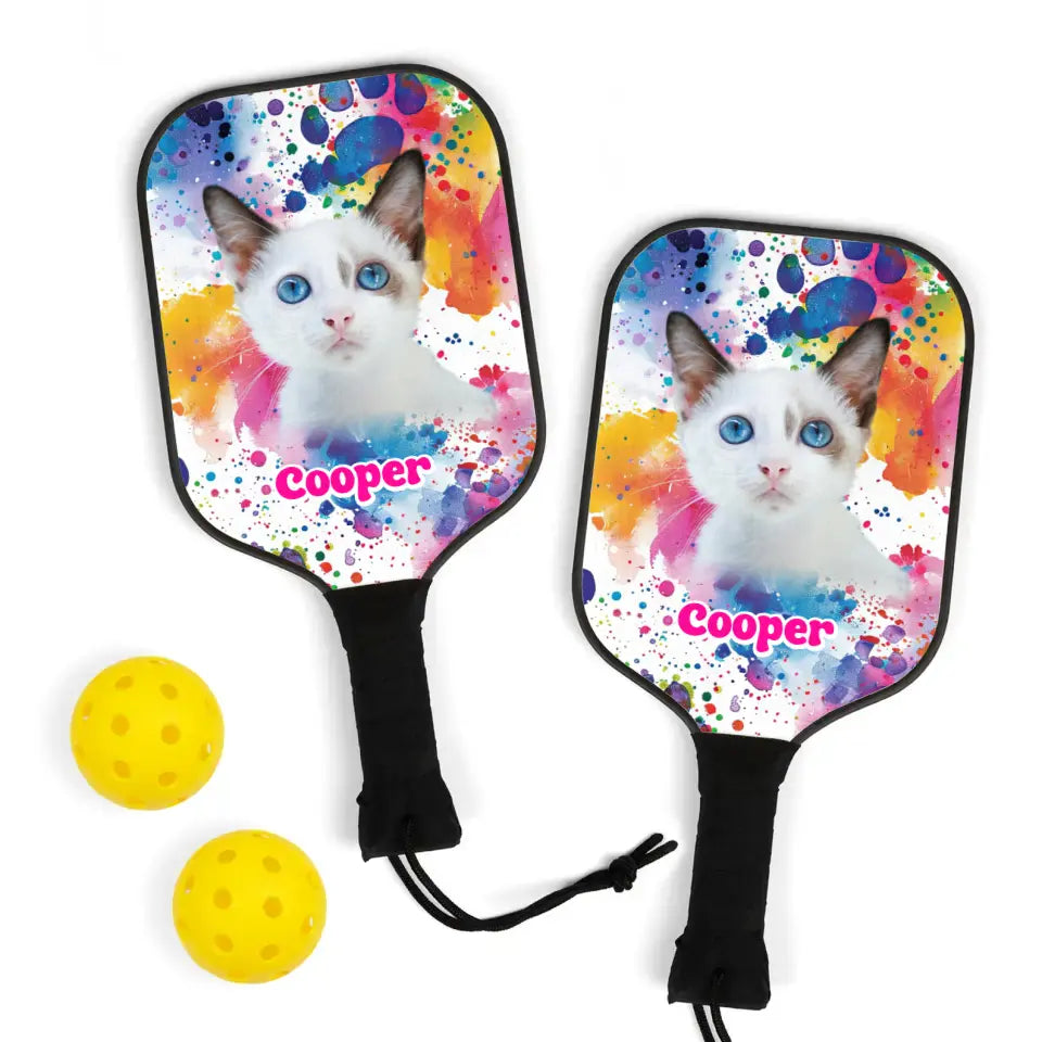 Custom Personalized Photo Cat Pickleball Kit Printify