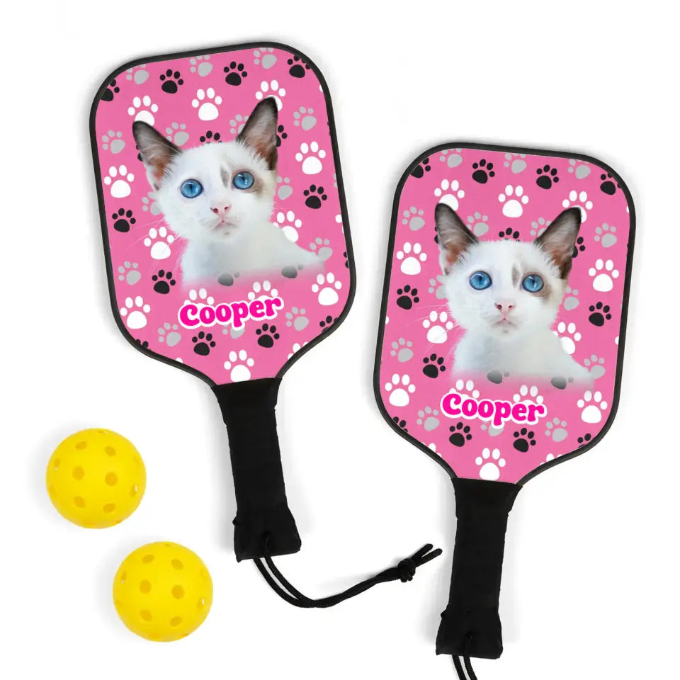 Custom Personalized Photo Cat Pickleball Kit Printify