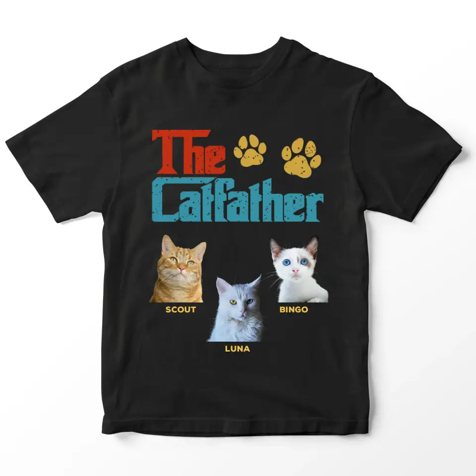 Custom Personalized Photo - The Cat Father T-Shirt Printify