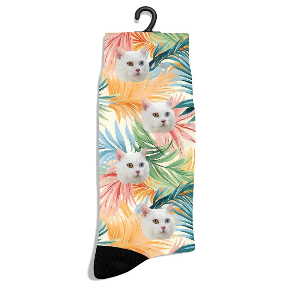 Personalized Beach Pattern Cat Socks Printify