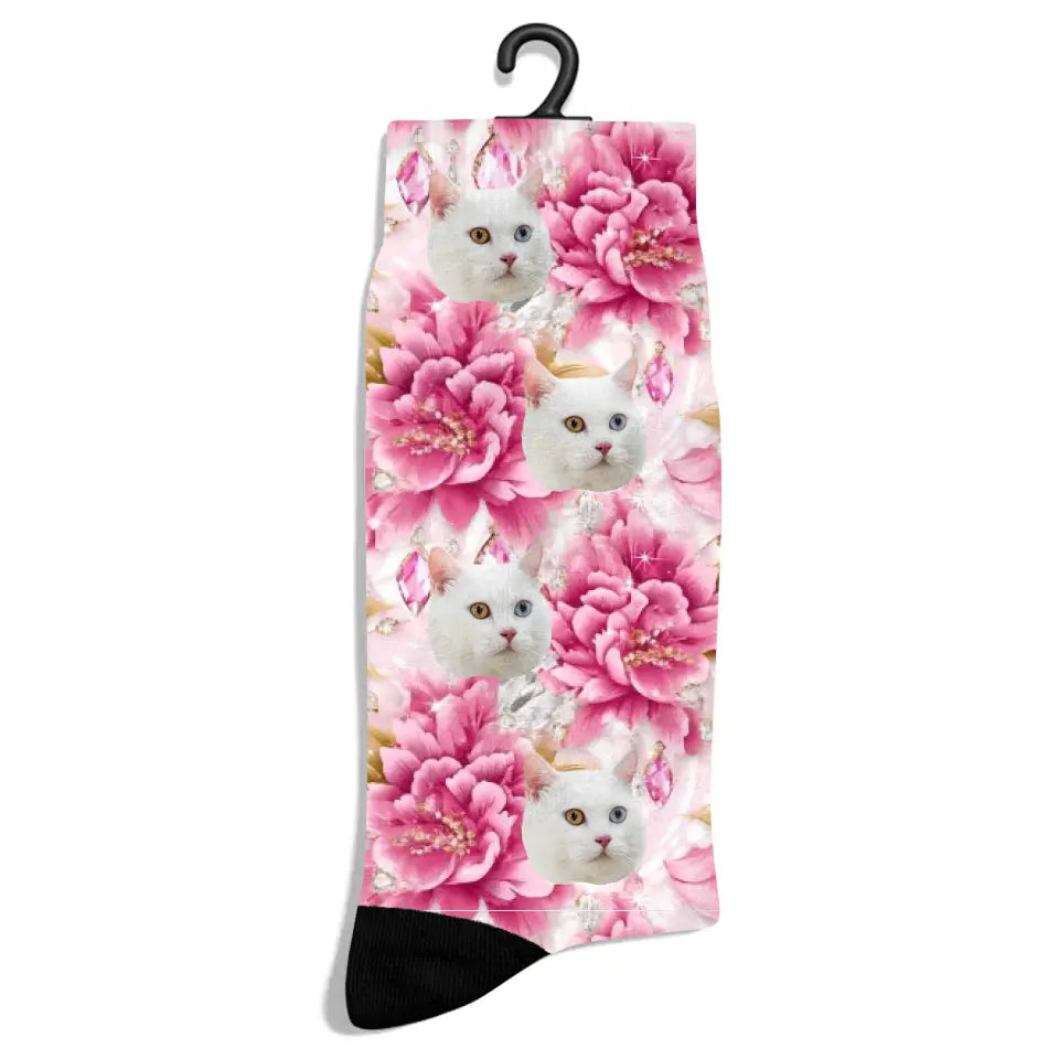 Personalized Pink Luxury Pattern Cat Socks Printify