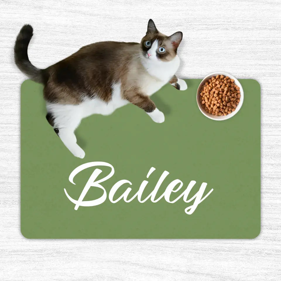 Custom Personalised Name Cat Food Mats Printify