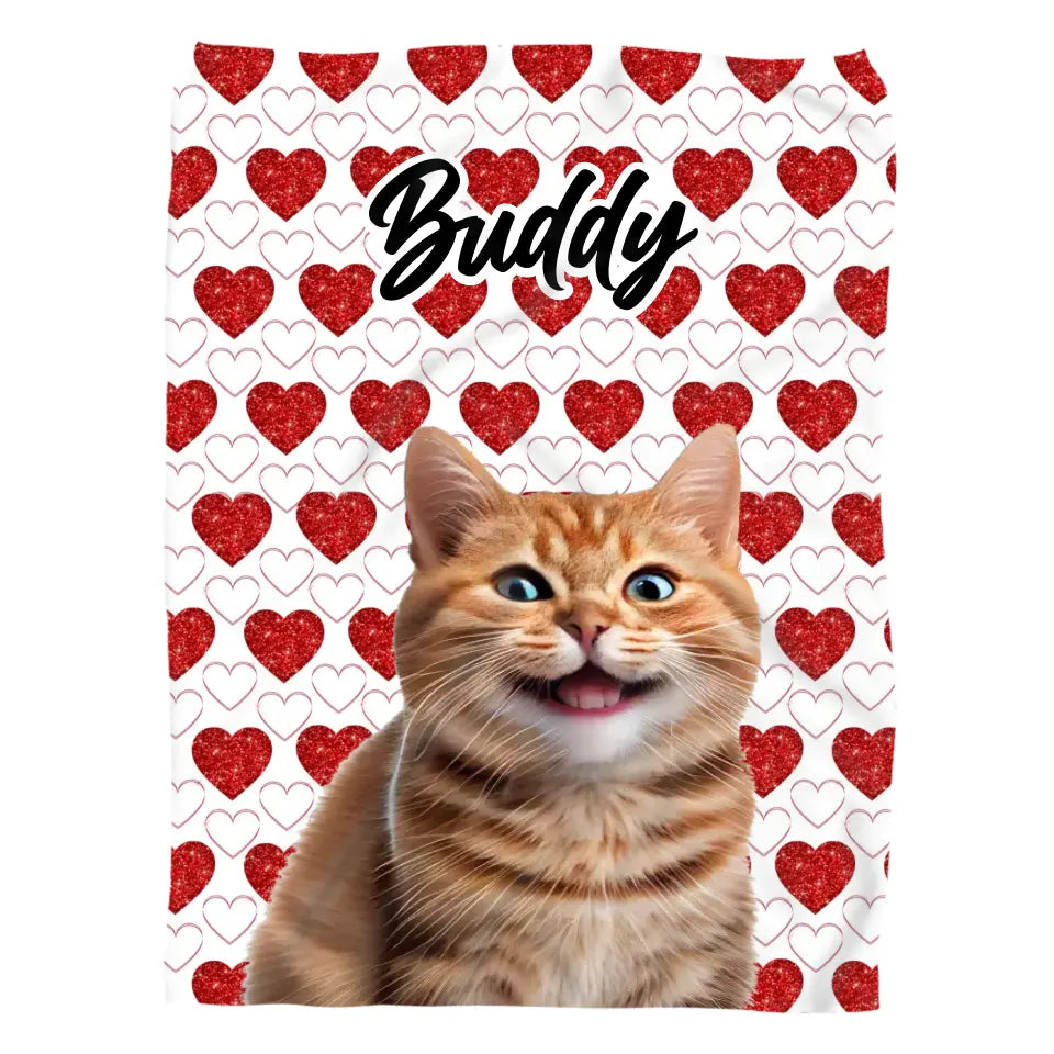 Valentine Cat Photo Blanket Printify