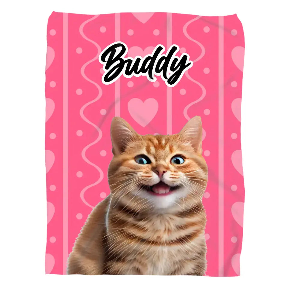 Valentine Cat Photo Blanket Printify