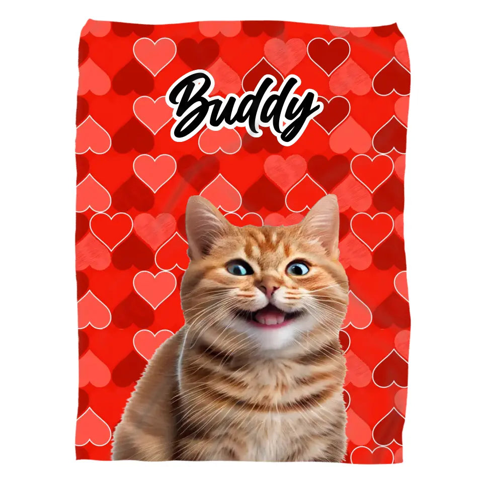 Valentine Cat Photo Blanket Printify