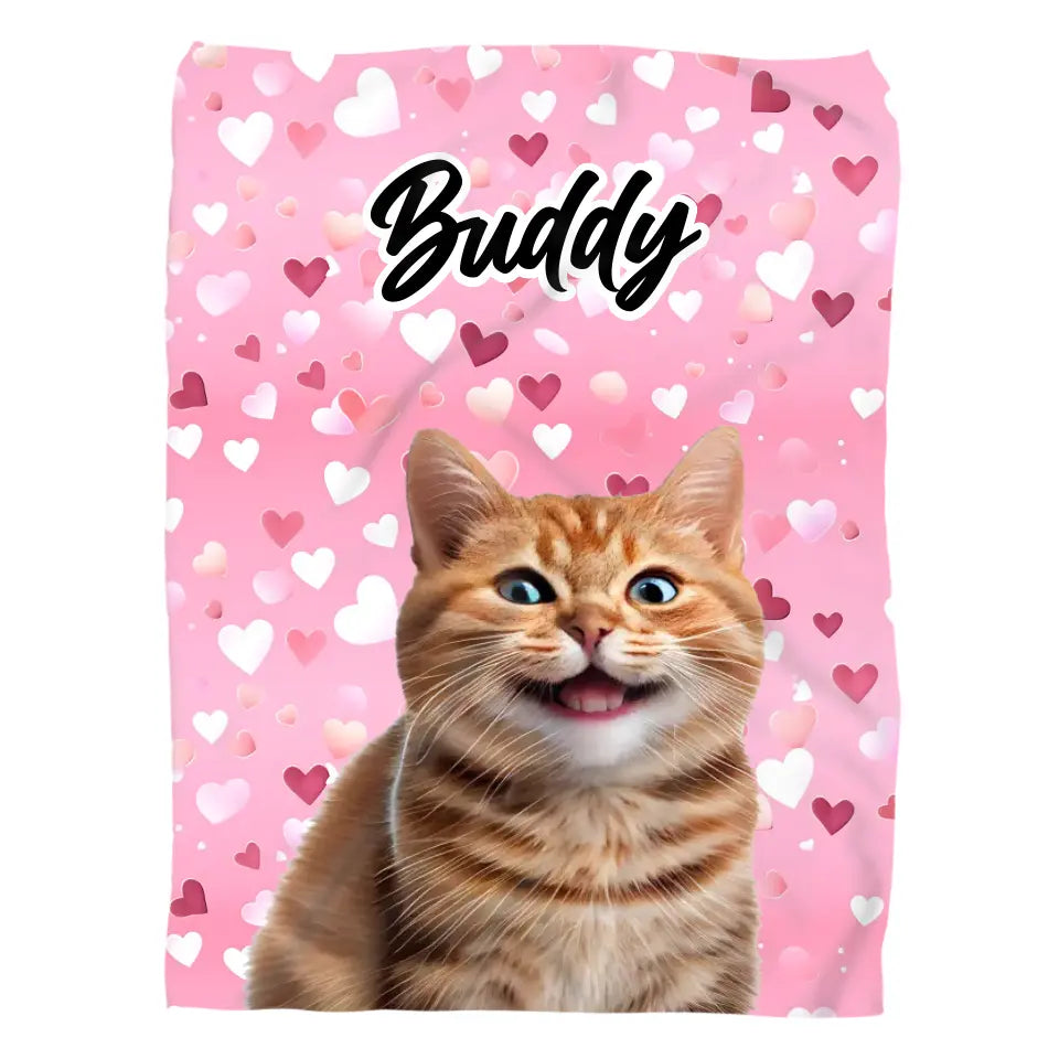 Valentine Cat Photo Blanket Printify