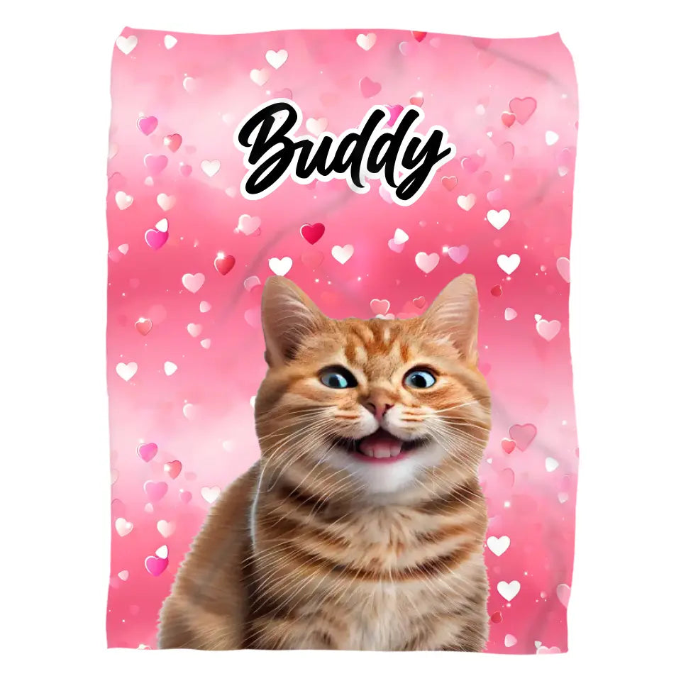 Valentine Cat Photo Blanket Printify