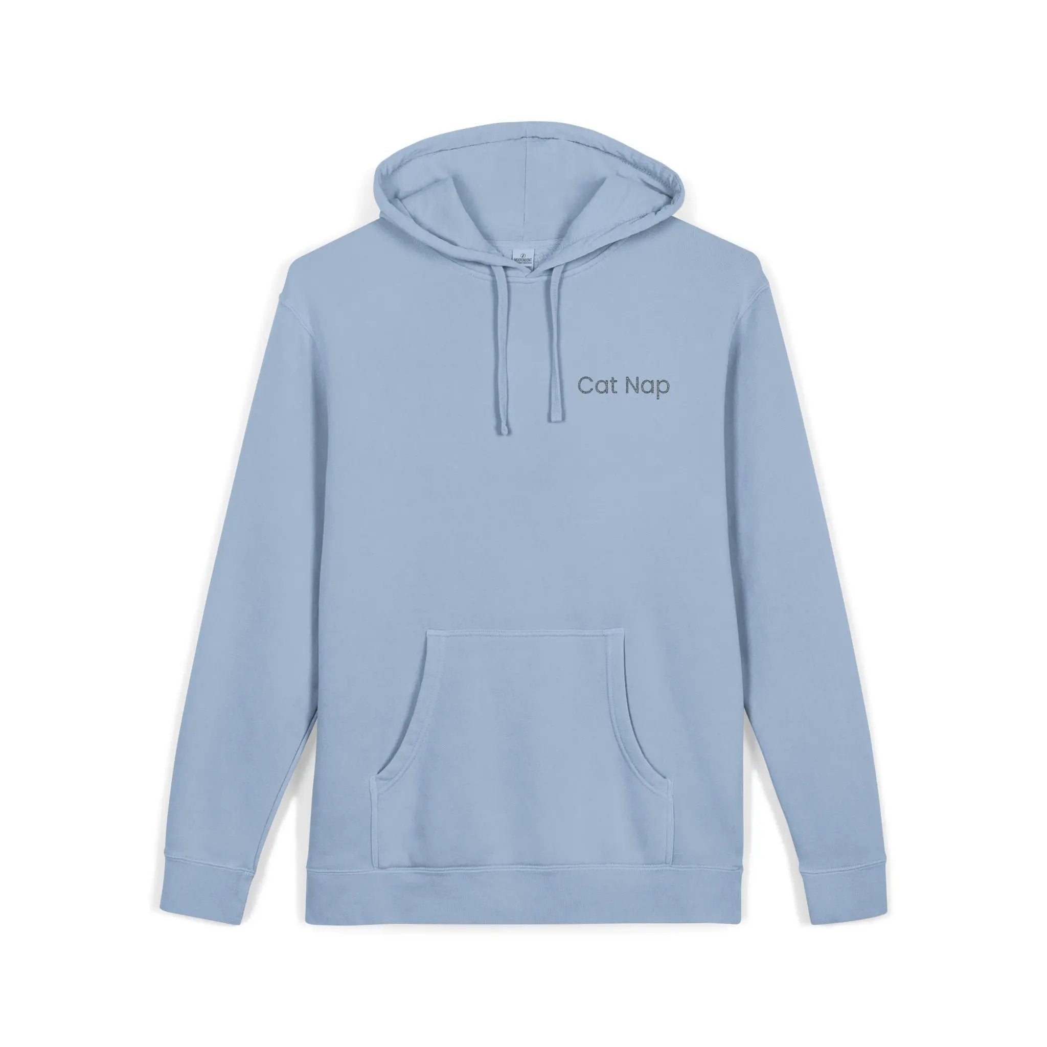 Comfortable Unisex Pigment-Dyed Hoodie with "Cat Nap" Embroidery Printify