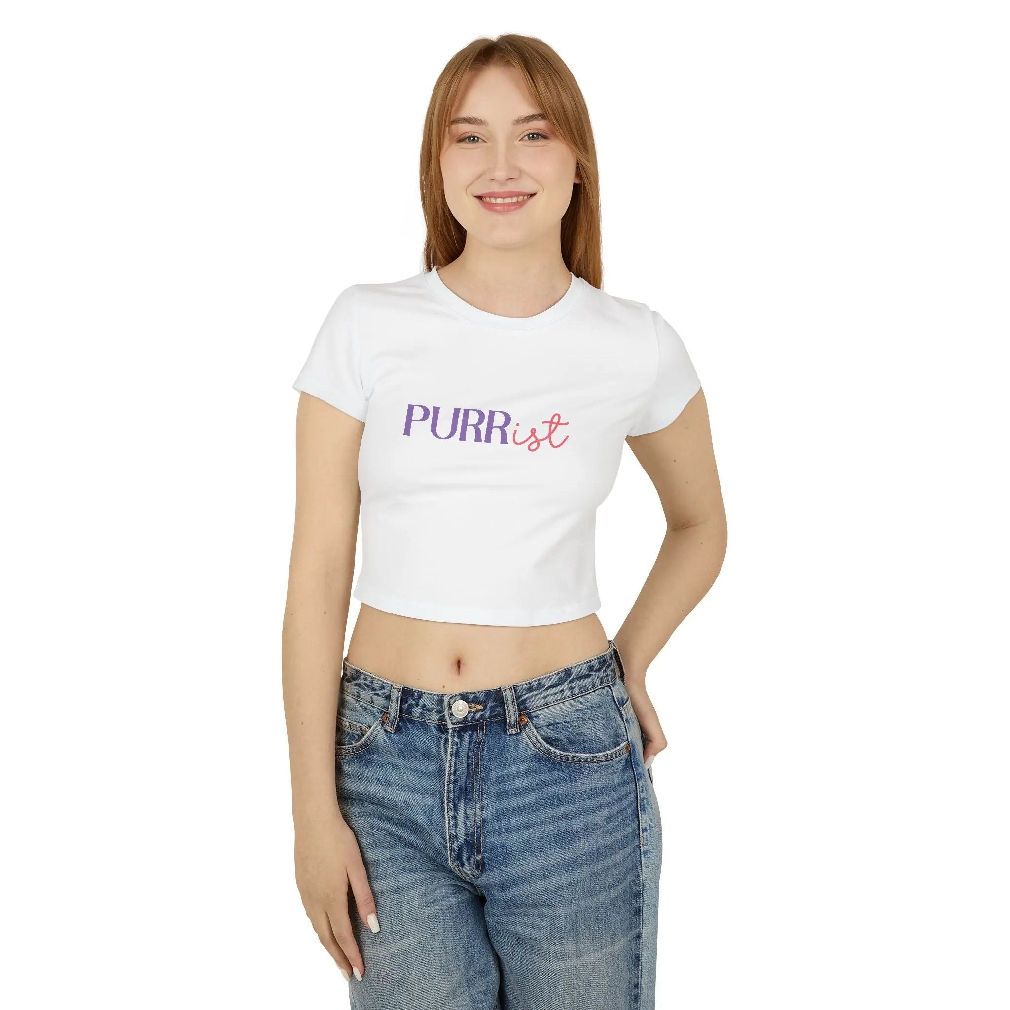 Purr-rist Women's Baby Tee – Light & Fun Cat Lover T-Shirt Printify