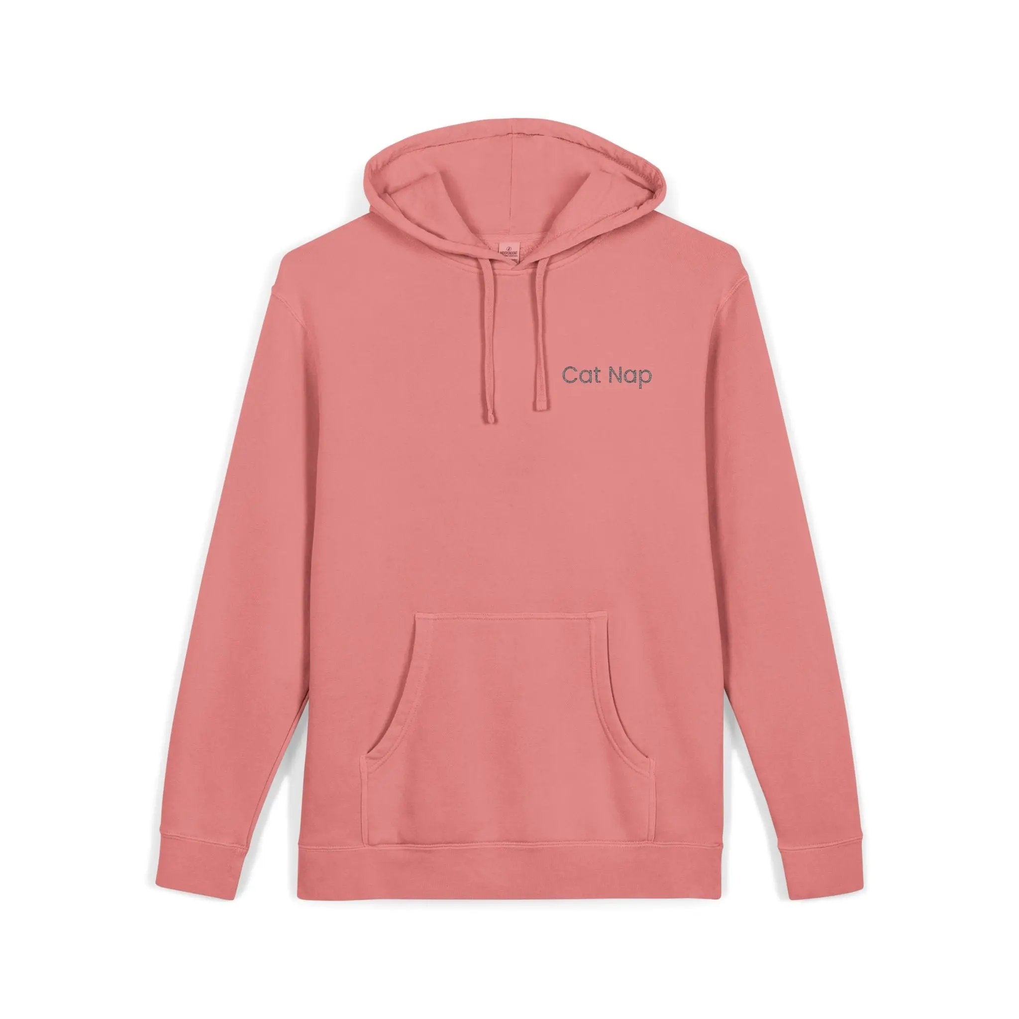 Comfortable Unisex Pigment-Dyed Hoodie with "Cat Nap" Embroidery Printify