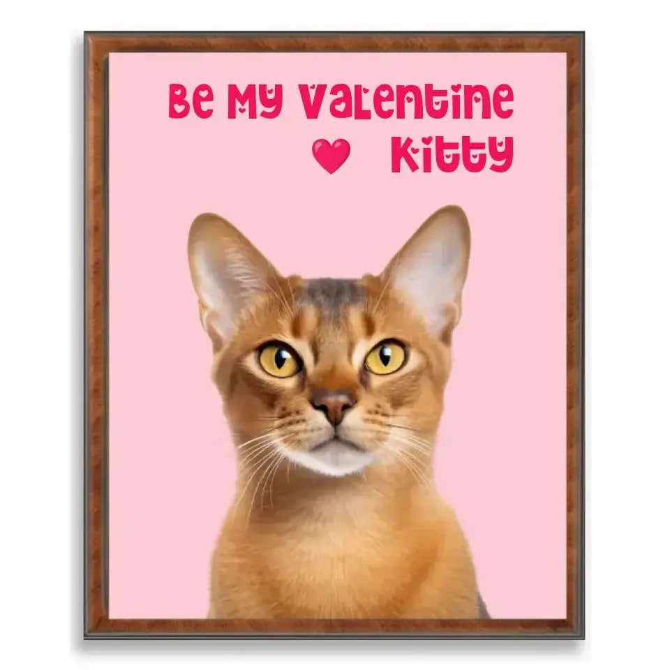 Custom Valentine Pet Portrait Poster with Frame Printify