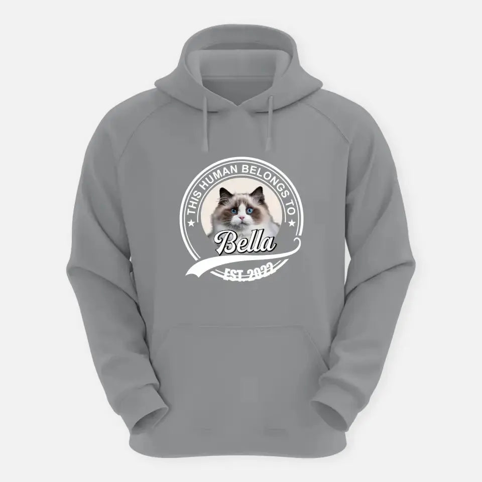 This Human Belongs to - Personalised Cat Hoodie Printify