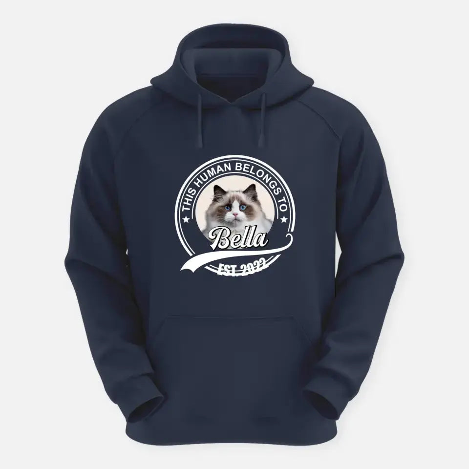 This Human Belongs to - Personalised Cat Hoodie Printify