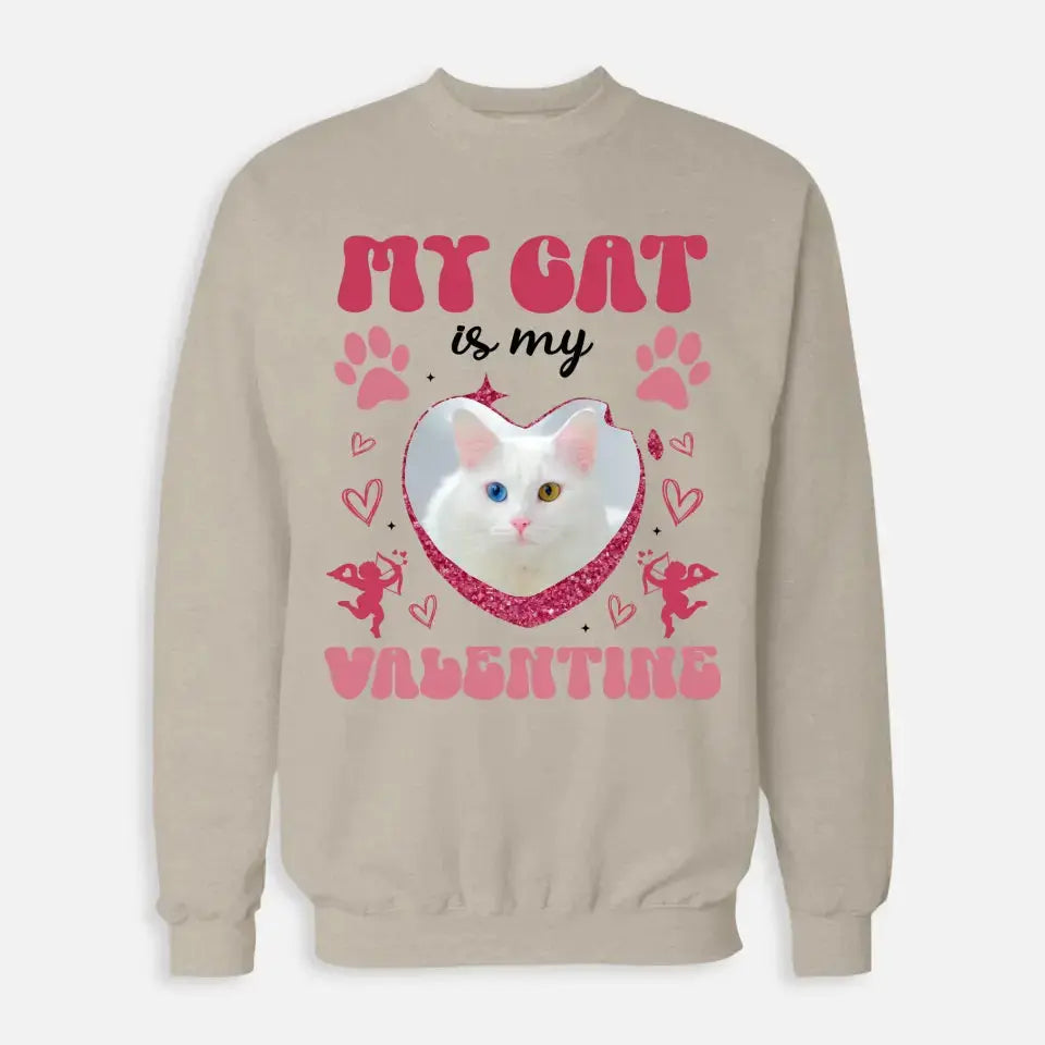 My Cat is my Valentine Custom Dog Photo Sweatshirt Printify