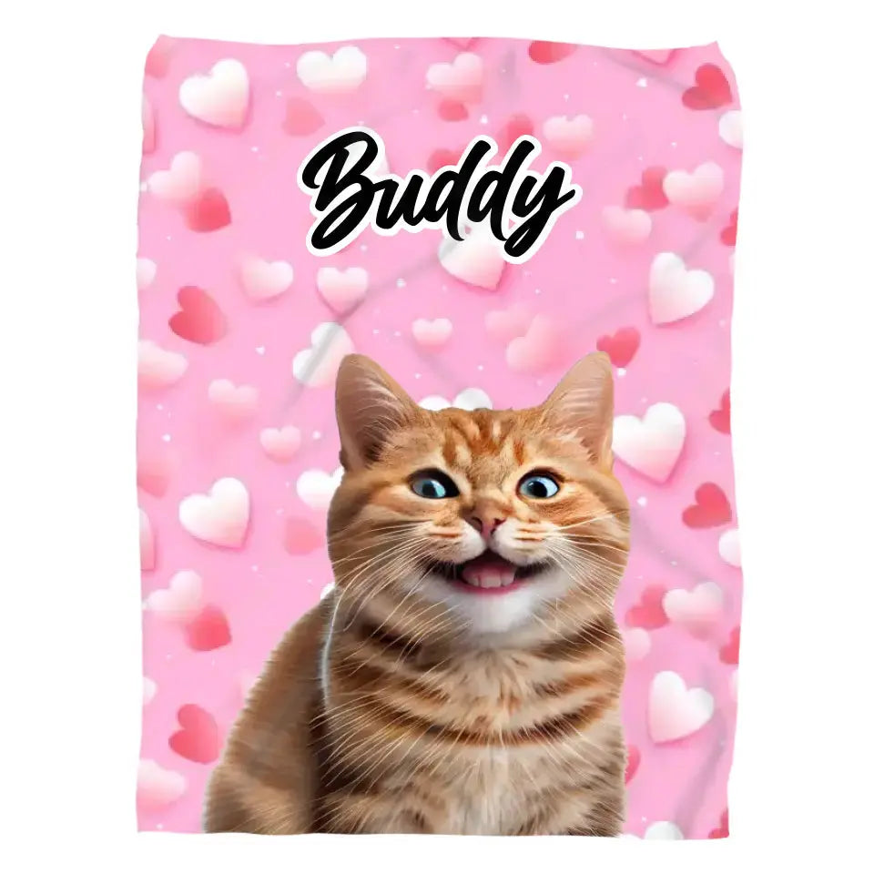 Valentine Cat Photo Blanket Printify