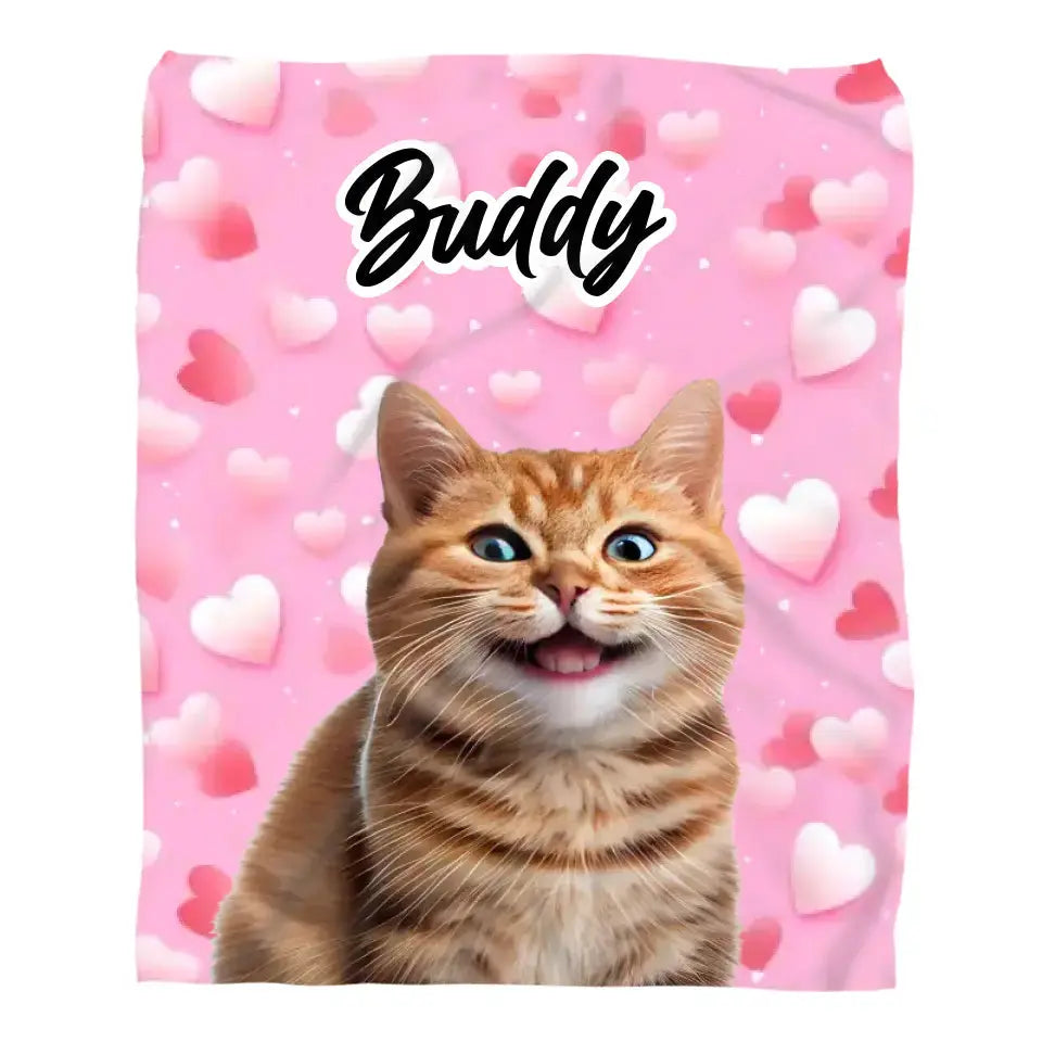 Valentine Cat Photo Blanket Printify