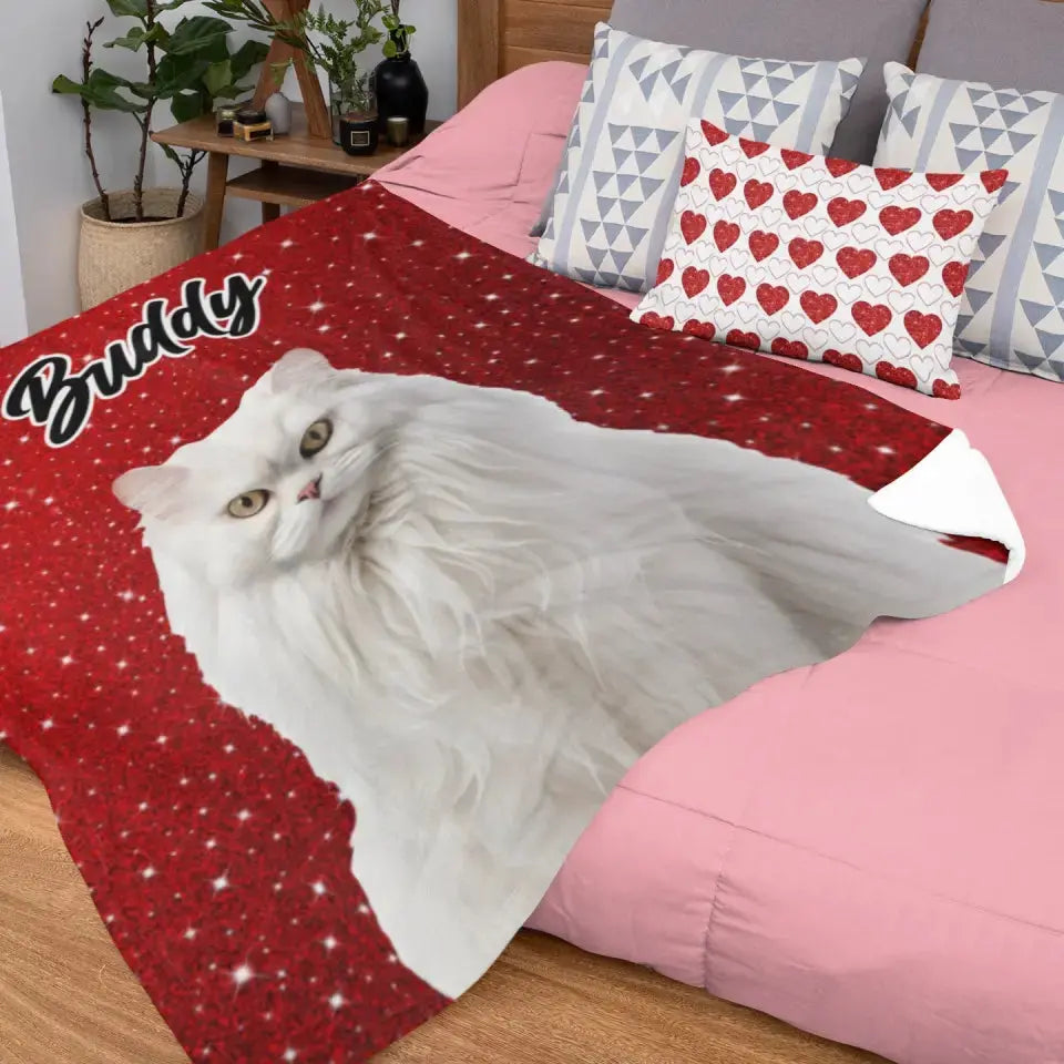 Valentine Cat Photo Blanket Printify