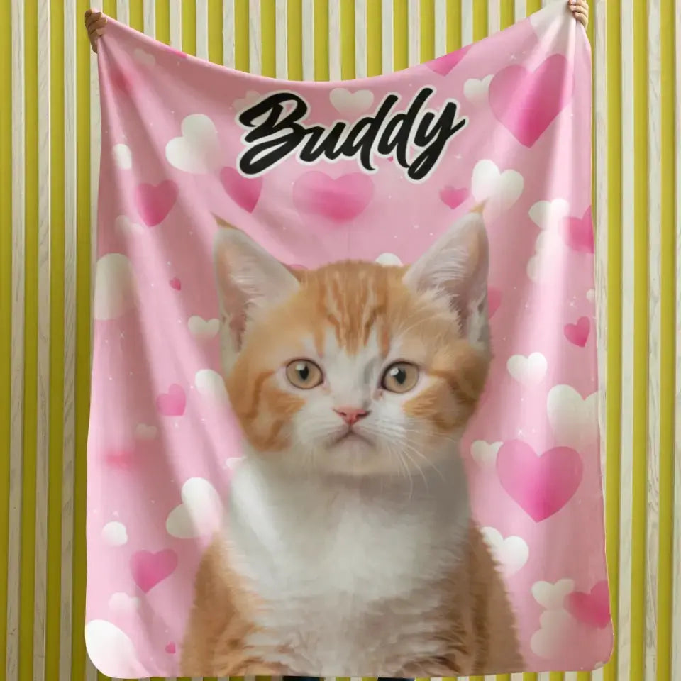 Valentine Cat Photo Blanket Printify