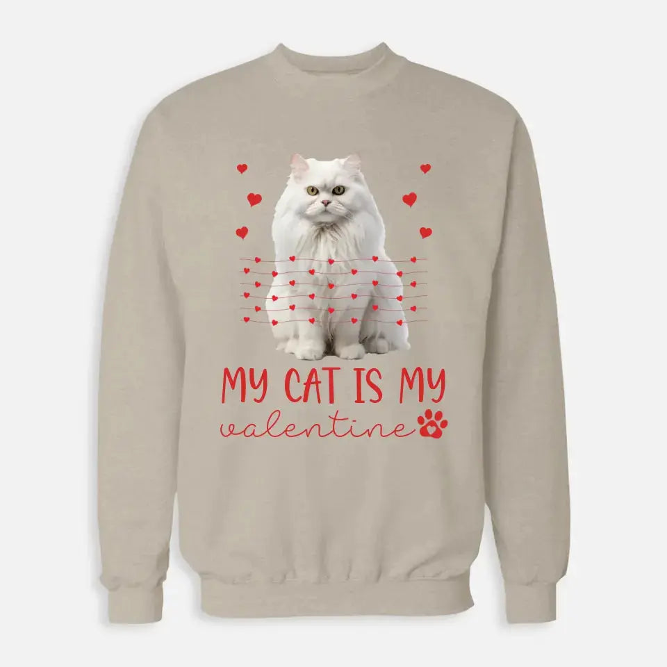 Personalized My Cat Is My Valentine Sweatshirt - Custom Cat Photo Valentines Day Shirt For Cat Owners Printify