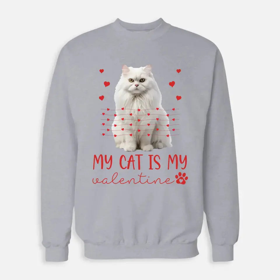 Personalized My Cat Is My Valentine Sweatshirt - Custom Cat Photo Valentines Day Shirt For Cat Owners Printify