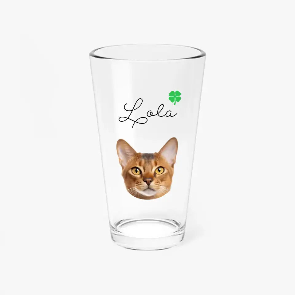 Custom Cat Photo Beer Pint Glass Printify