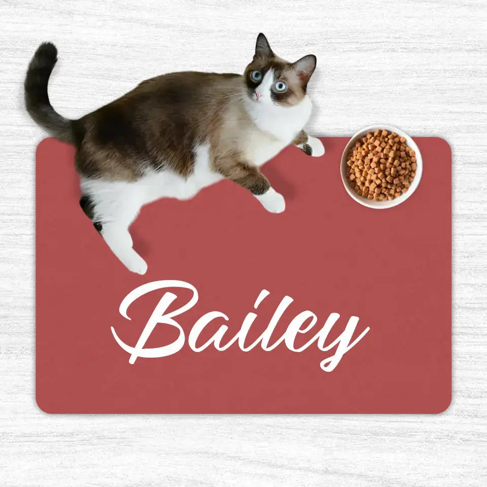 Custom Personalised Name Cat Food Mats Printify