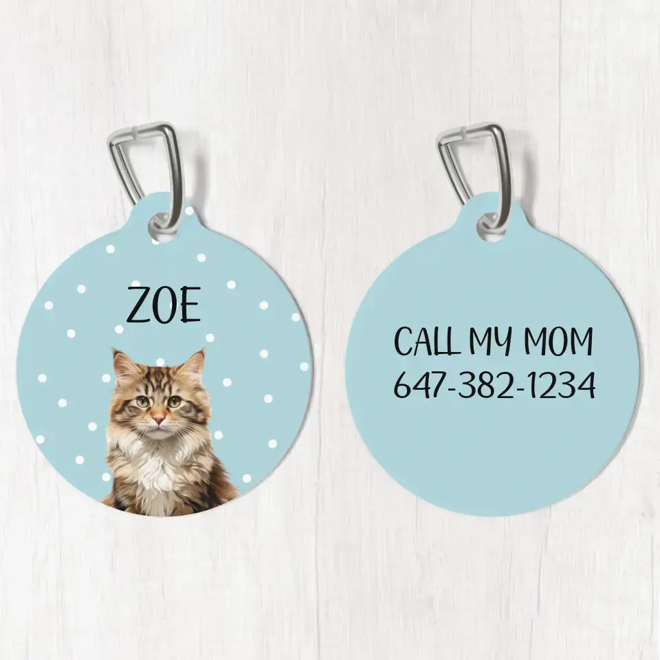 Personalized Cat Photo and Details Tags - Tags for Cat Collars Printify