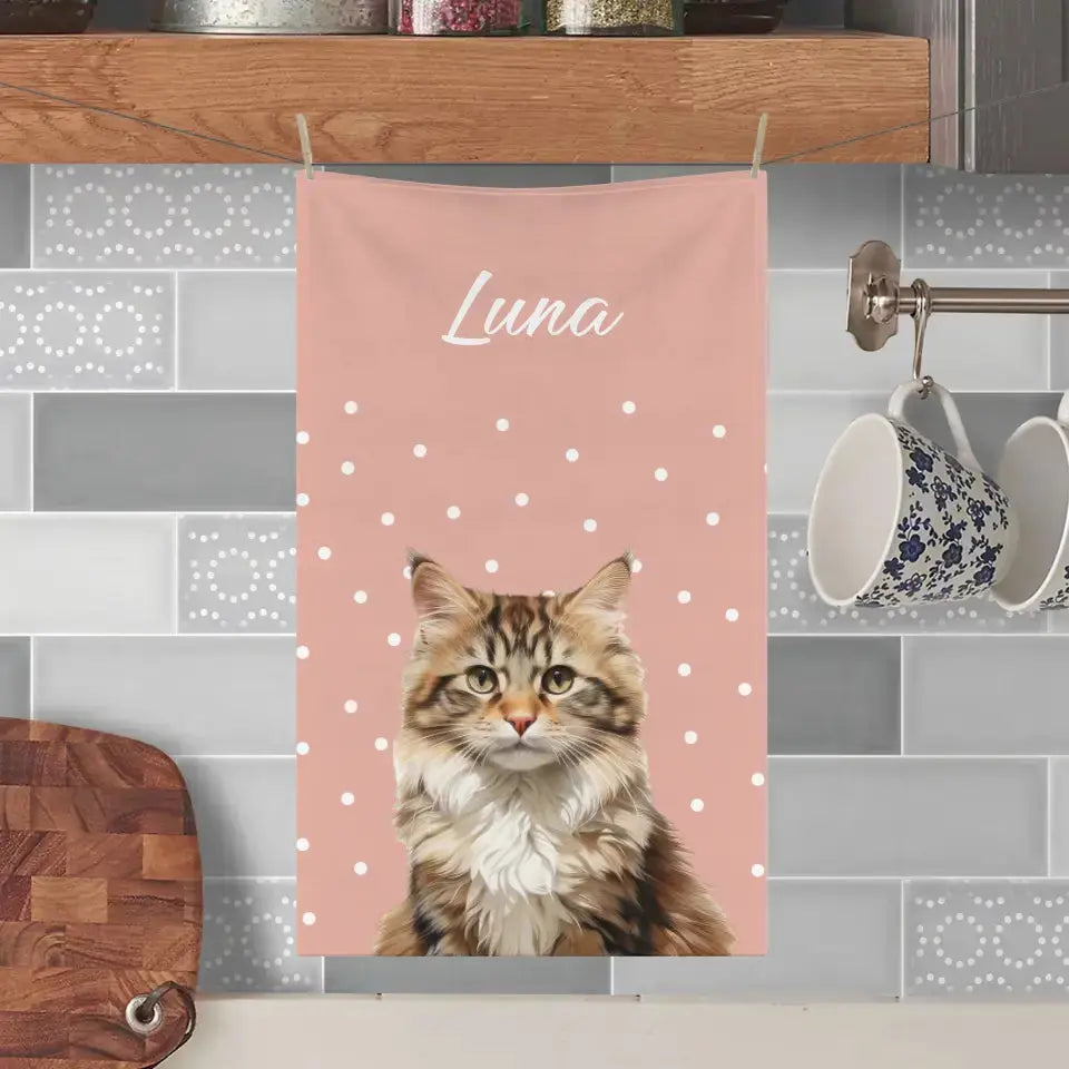 Custom Personalized Cat Photo Kitchen Towel Printify