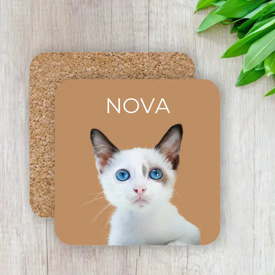 Custom Coasters Using Cat Photo & Name - Gifts for Cat Lovers Printify